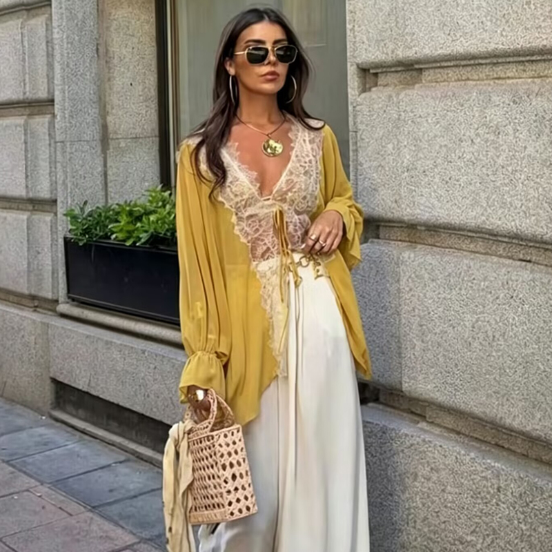 Summer Clothing For Teens - Lace Women's Shirts Blouse Summer 2026