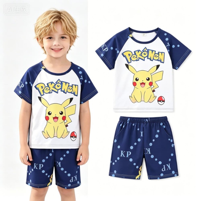 Summer Clothing For Baby Boy - Matching Outfits Pokemon Pikachu 2 Piece