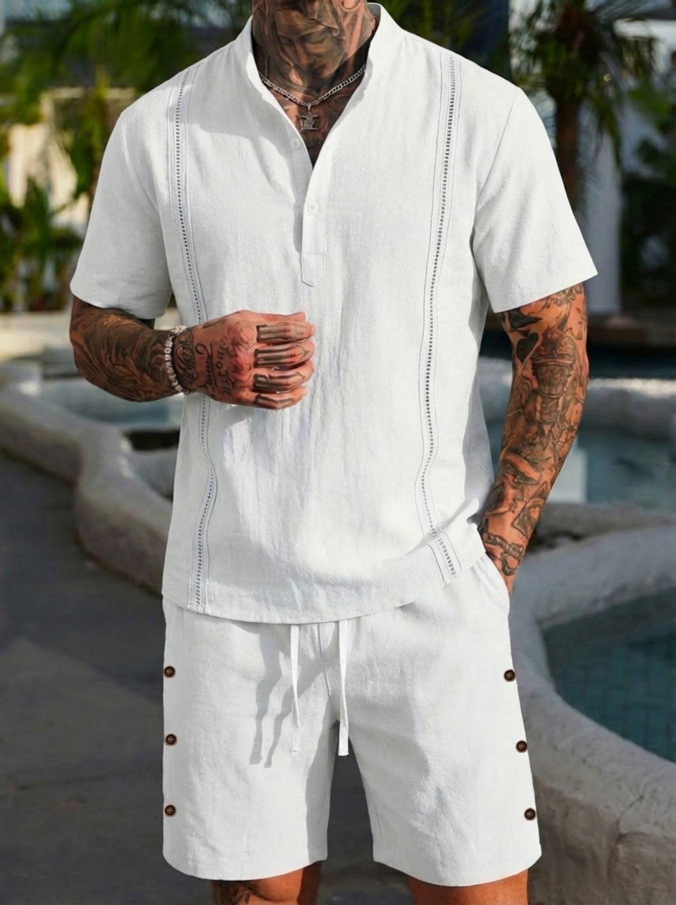Linen Shorts Men - 2026 men's summer beach casual Henry