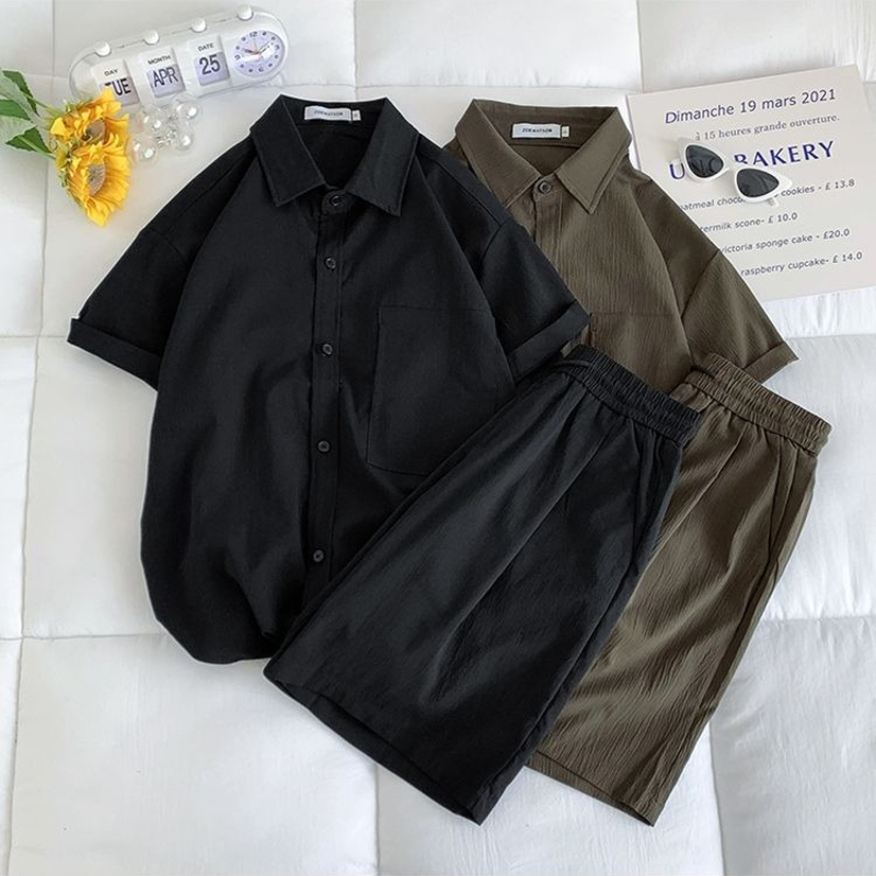 Linen Shorts Men - ​Plus Size Cotton Linen Shirt Shorts