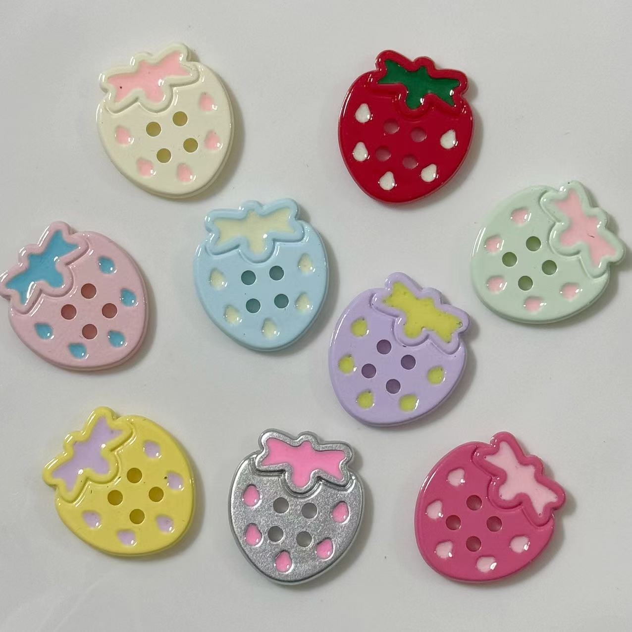 Summer Clothing Drip - Spring Summer Color Dripping Strawberry Button