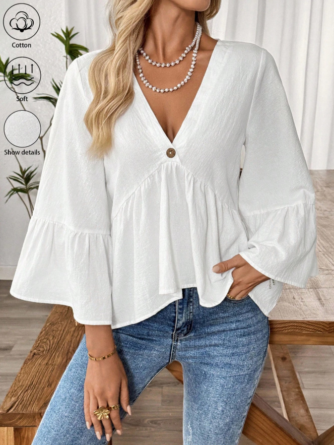 Summer Clothing For Teens - Solid Casual Loose Blouses For Women