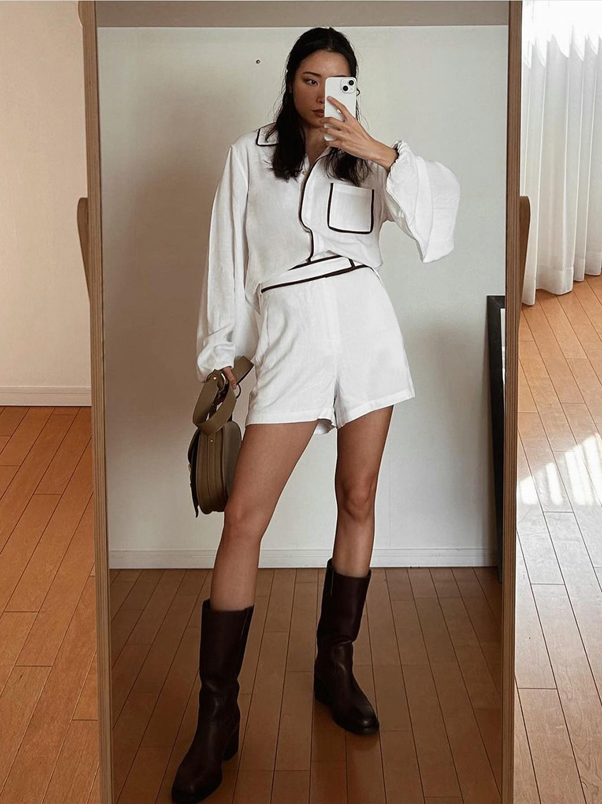 Two Piece Set Women Outfit 202 - Linen Shorts Men review and price