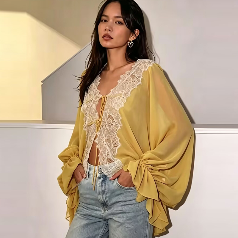 Lace Women's Shirts Blouse Sum - Summer Clothing For Teens review and price