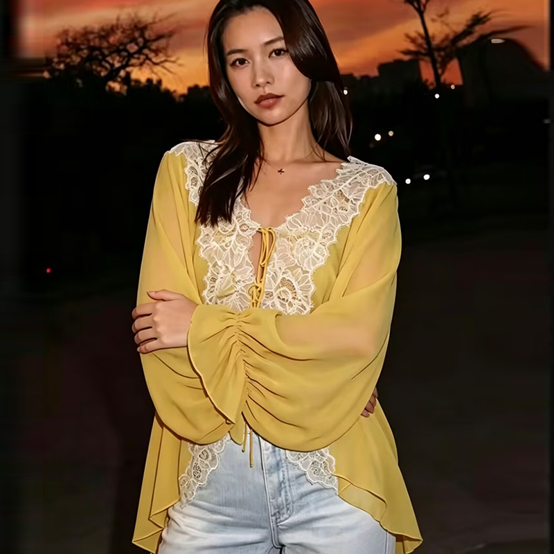 Lace Women's Shirts Blouse Sum - Summer Clothing For Teens review and price