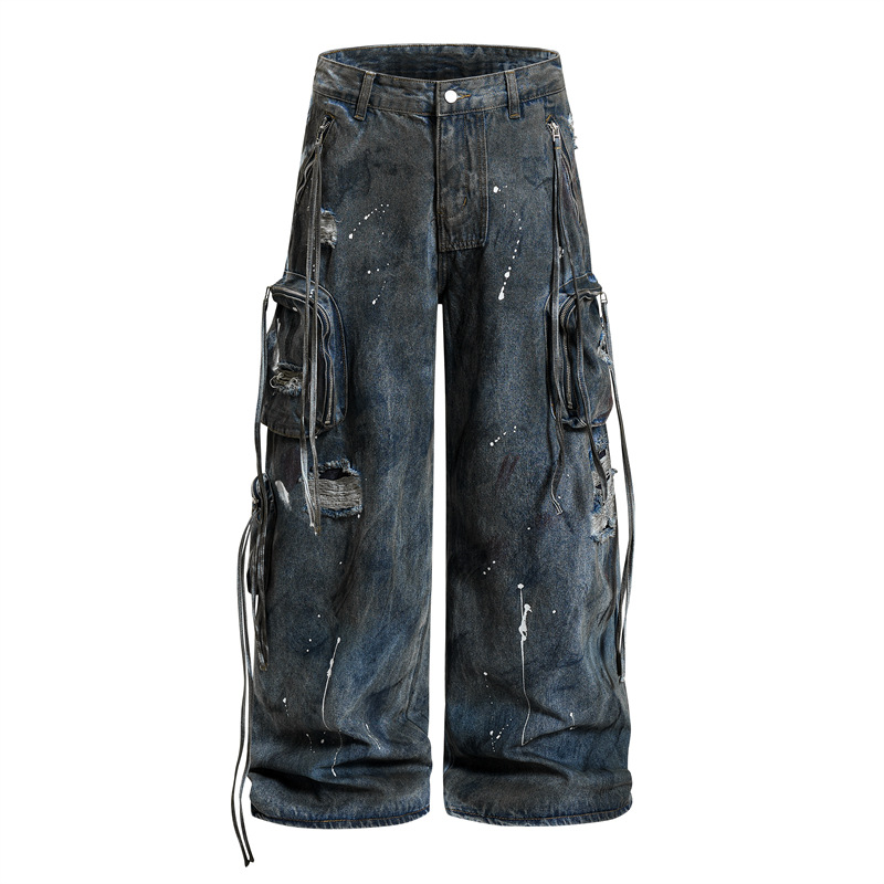 Men Straight Jeans Pockets Hol - Summer Clothing Drip review and price