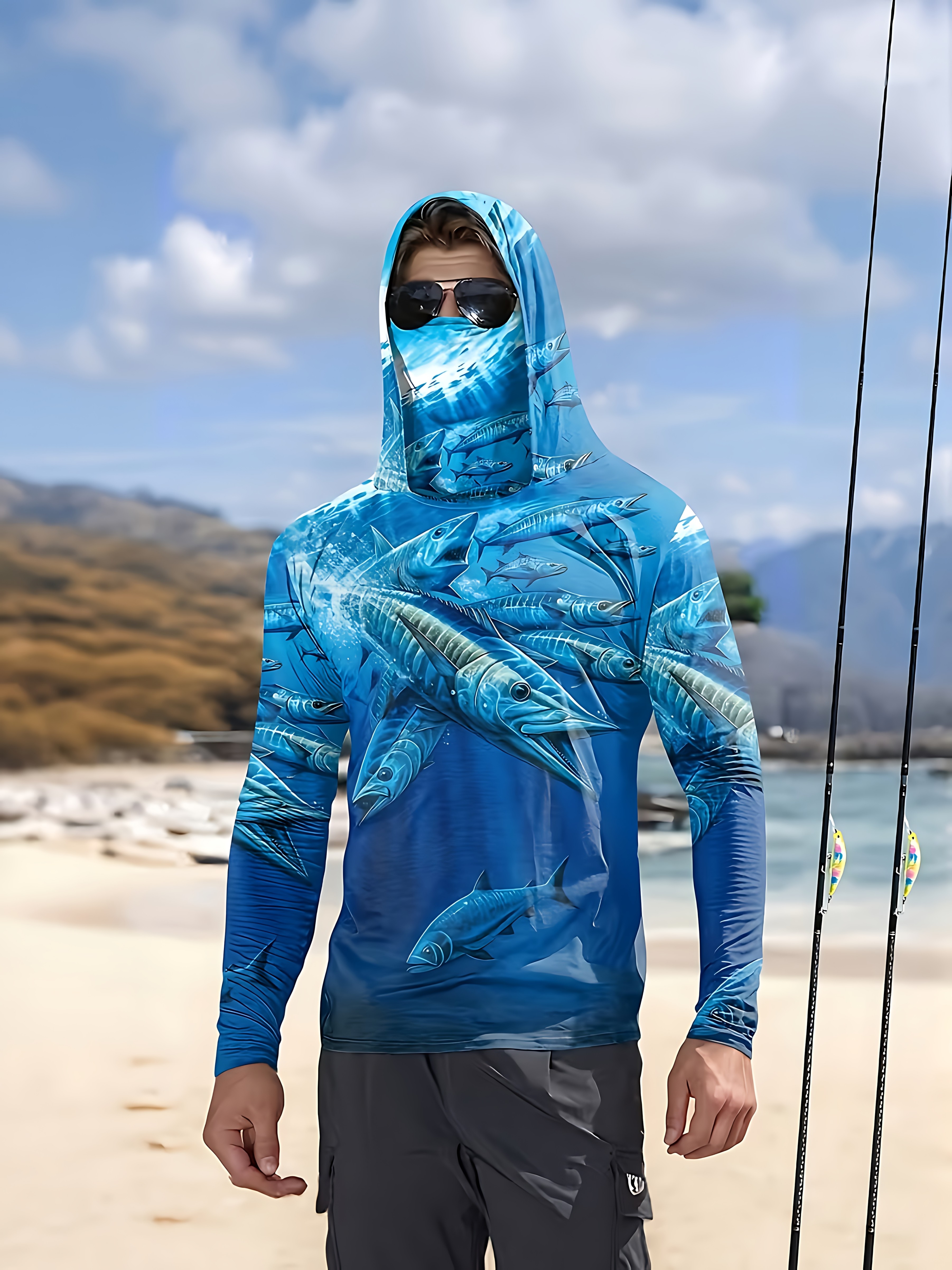 Fishing Shirt Hooded Men Fishi - Summer Knit Clothing review and price