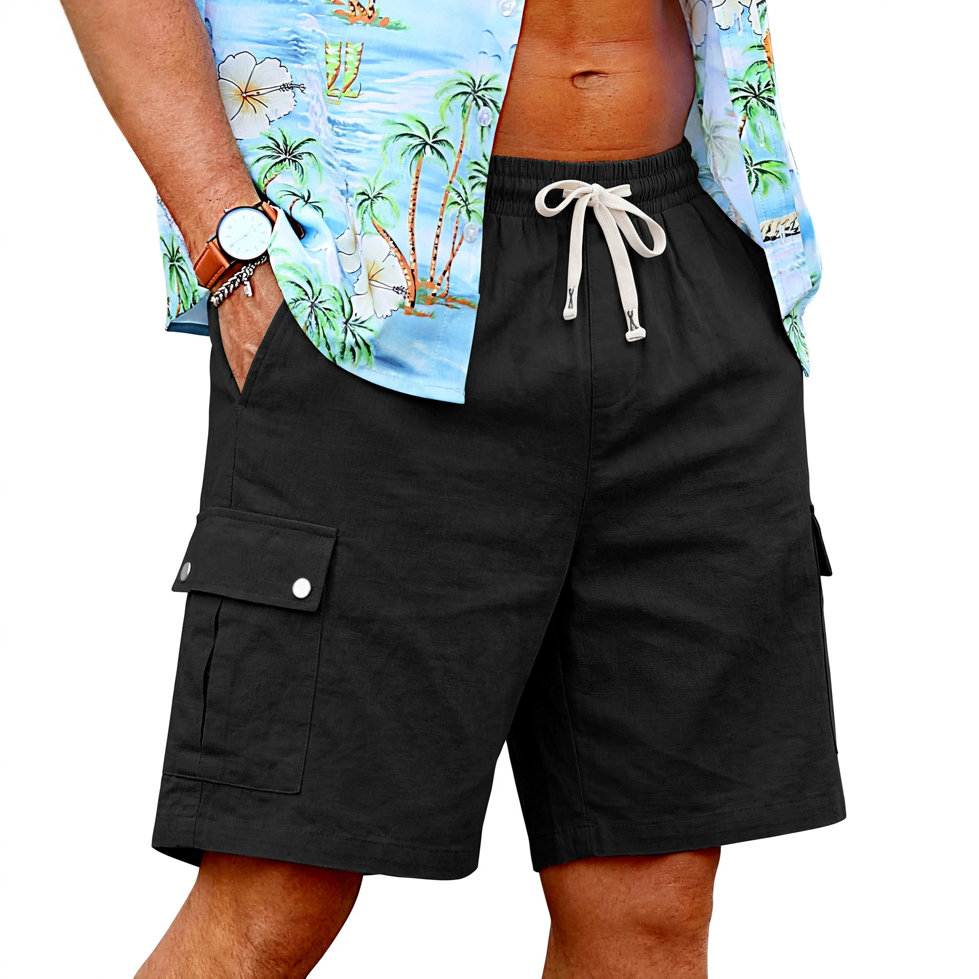 Summer loose skin-friendly out - Linen Shorts Men review and price