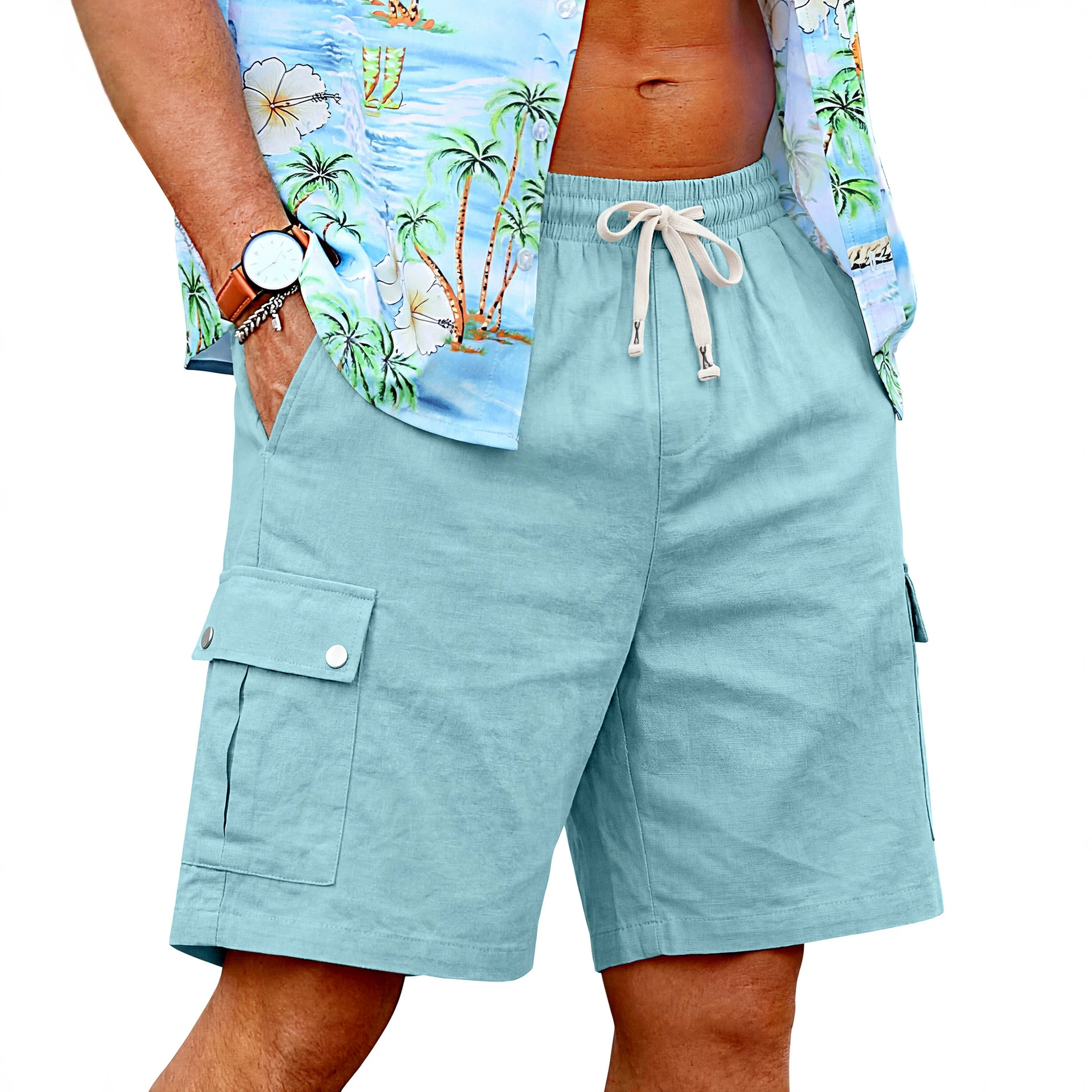 Summer loose skin-friendly out - Linen Shorts Men review and price