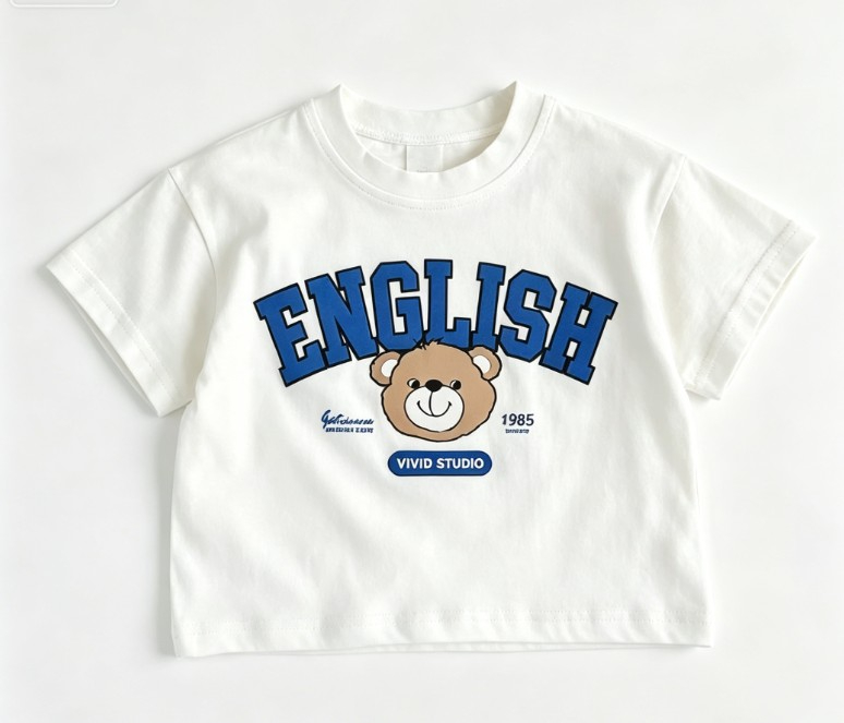 Kids Cute English Bear T Shirt - Summer Clothing Options review and price