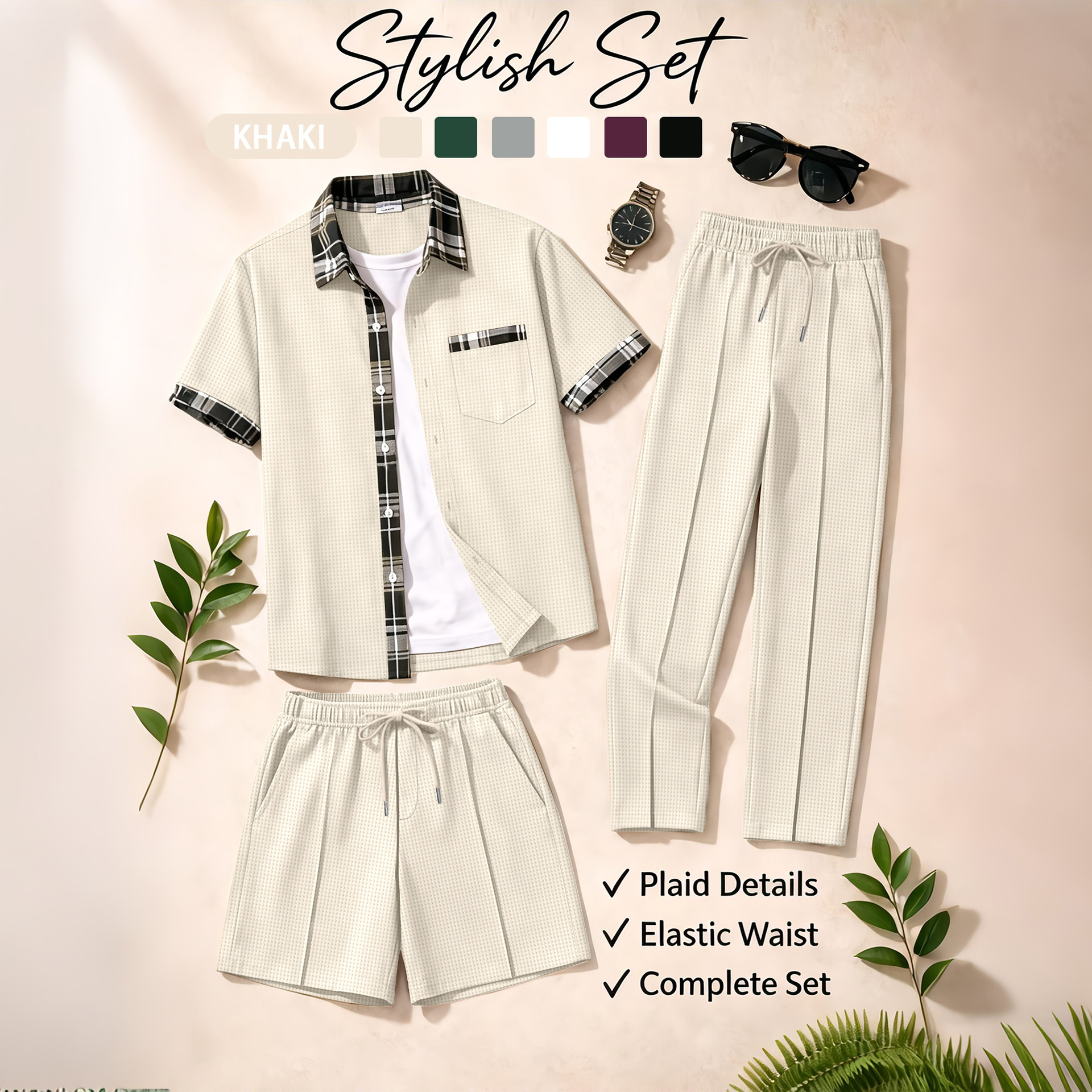 Men's 3 Piece Waffle Knit Trac - Summer Clothing Outfits review and price