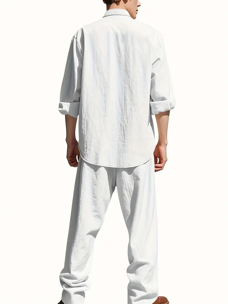 Men's White Linen Suit Set Lon - Summer Clothing Outfits review and price