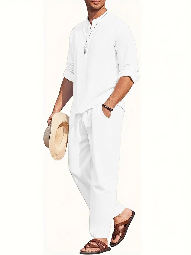 Men's White Linen Suit Set Lon - Summer Clothing Outfits review and price