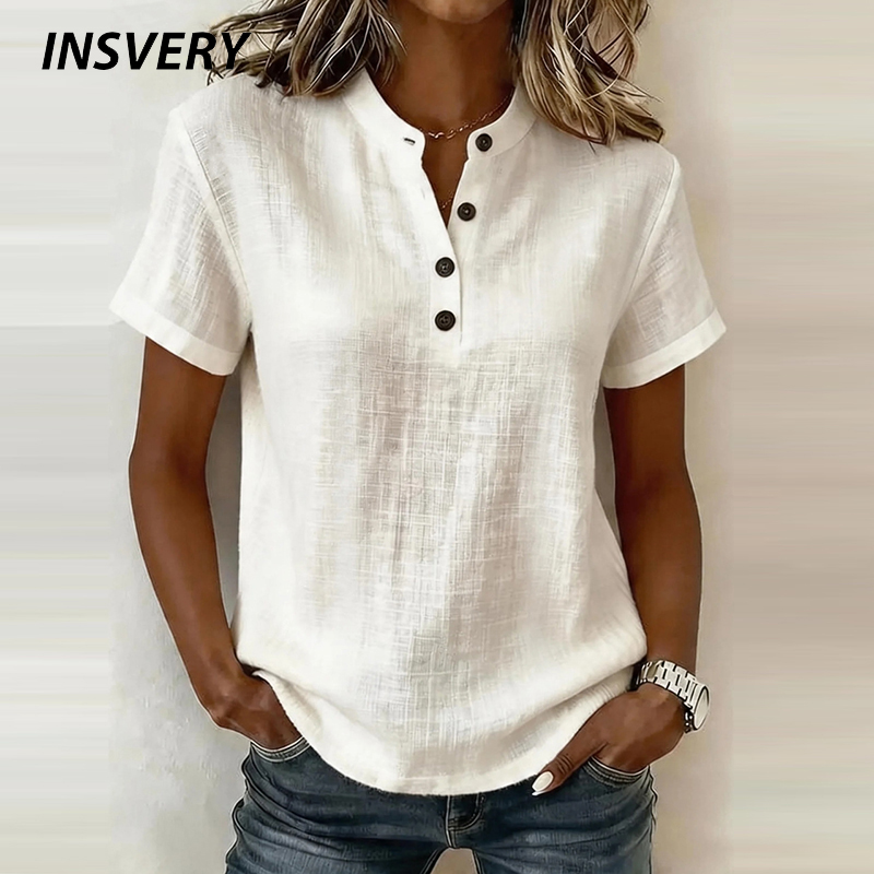 Summer Short Sleeve Basic Blou - Linen Shorts Men review and price
