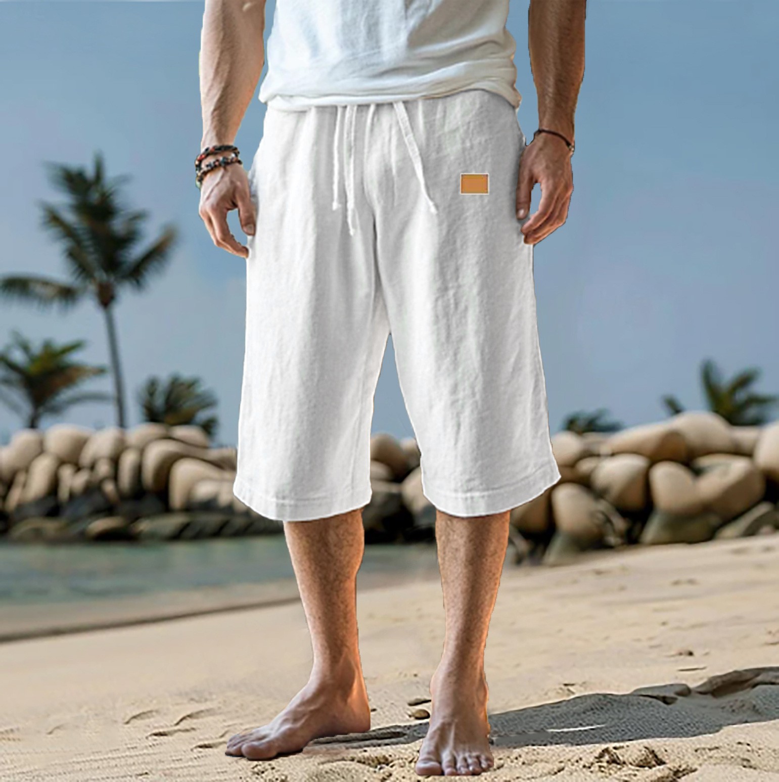 Men's Capri Summer Cotton and  - Linen Shorts Men review and price
