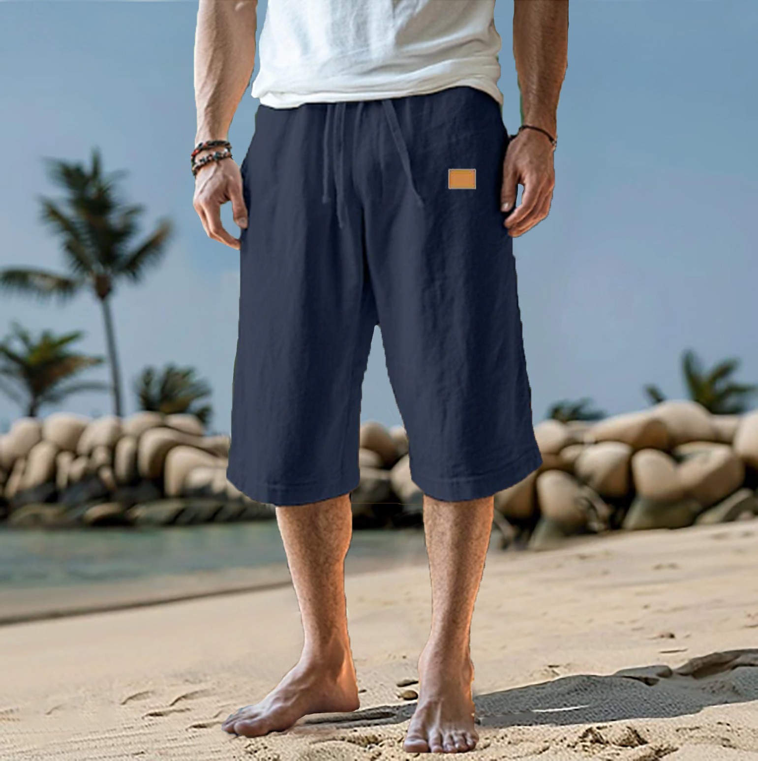Men's Capri Summer Cotton and  - Linen Shorts Men review and price