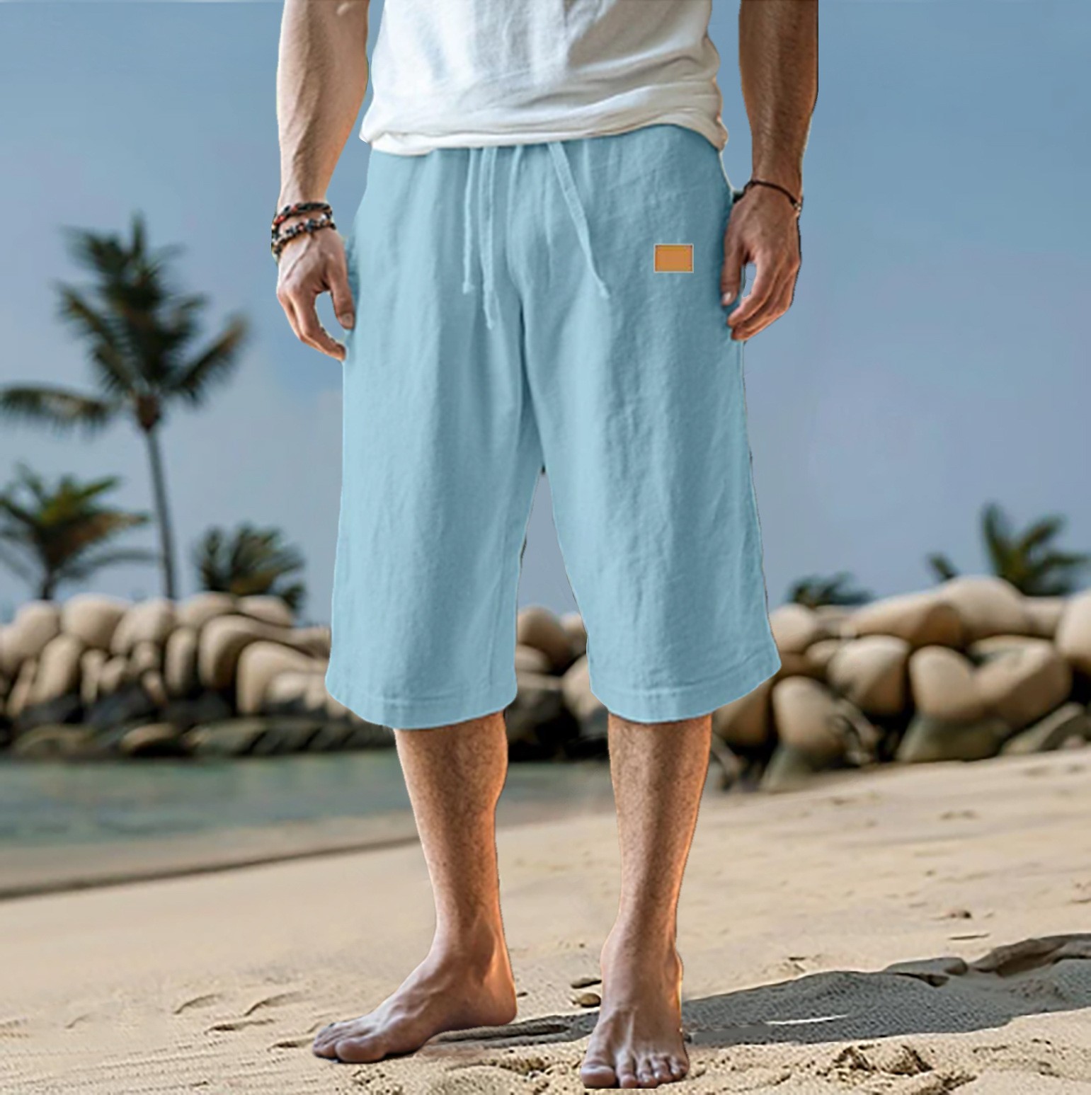 Men's Capri Summer Cotton and  - Linen Shorts Men review and price