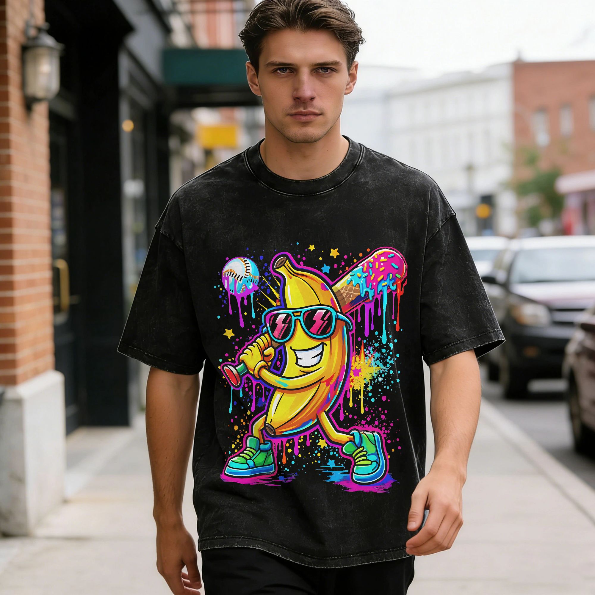 Vintage Washed T Shirt Banana  - Summer Clothing Drip review and price