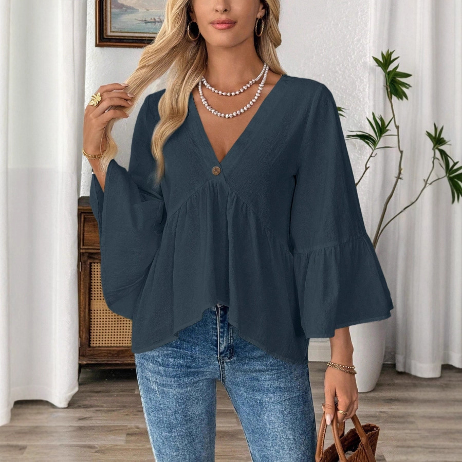 Solid Casual Loose Blouses For - Summer Clothing For Teens review and price