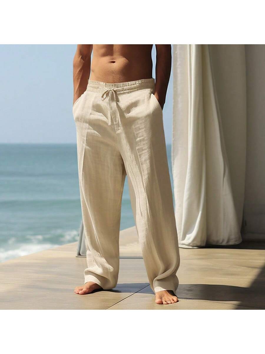 Mens Linen Loose Drawstring Pa - Linen Shorts Men review and price